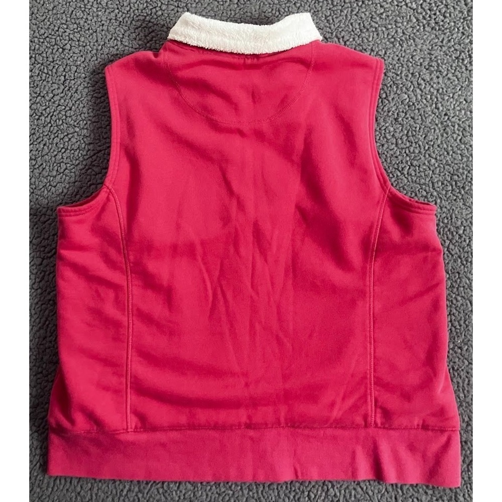 LL‎ Bean Womens XL Coral Pink Sherpa Lined Fleece Full Zip Vest - Picture 3 of 10